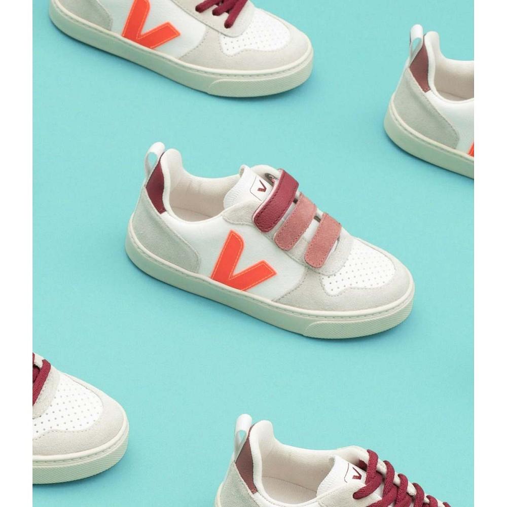 Kids' Veja V-12 BONTON Shoes White/Orange | SG 754DFM